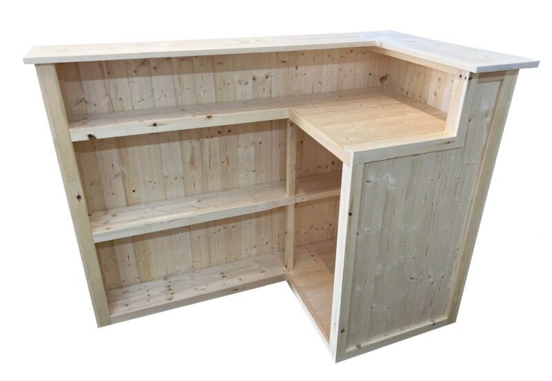 Mojito home bar Max L-shape 140x80 with extra shelf UK handcrafted timber