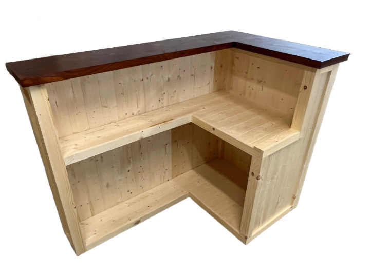 Espresso Natural L-shape Martini home bar in corner with configurable return and fridge compartment visible