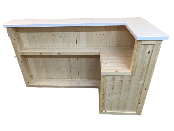 White Natural L-shape Martini home bar in corner with configurable return and fridge compartment