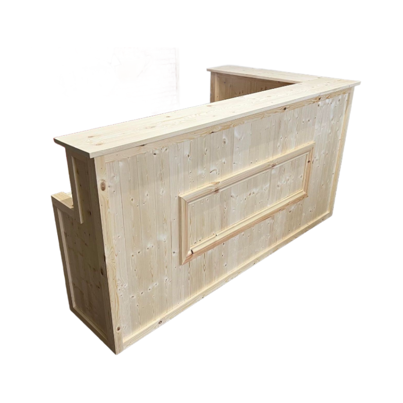 L-shape Long Island Luxe home bar with deep back bar shelving