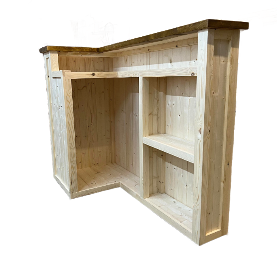 Espresso Natural L-shape Mojito home bar in corner with configurable return and fridge compartment