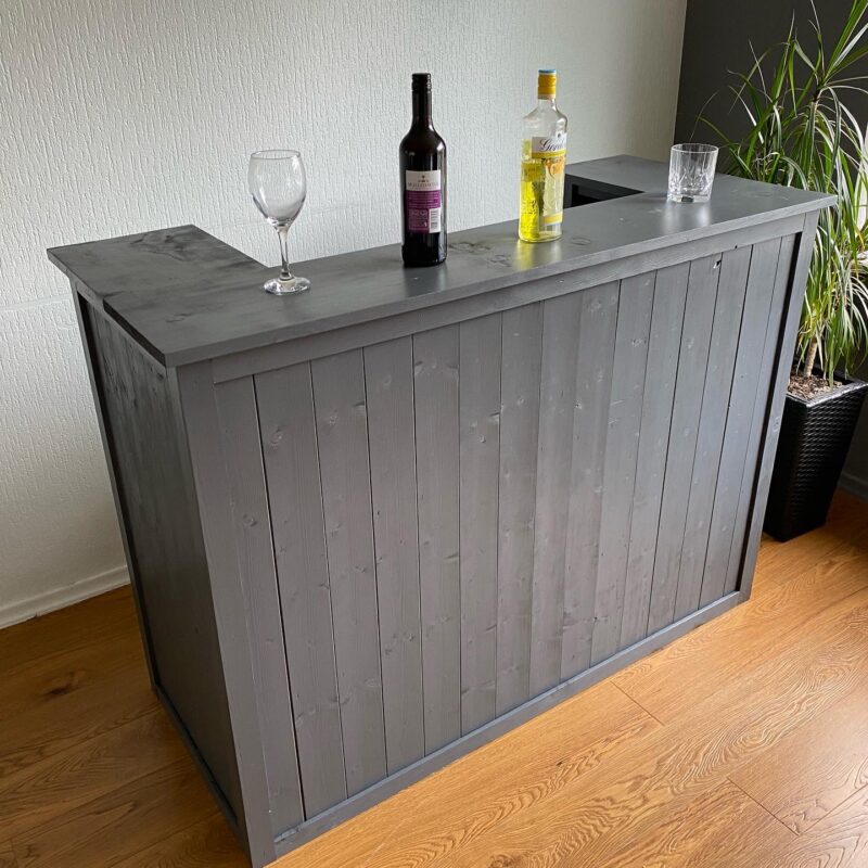grey u shape bar for liv ing room, man cave, garden