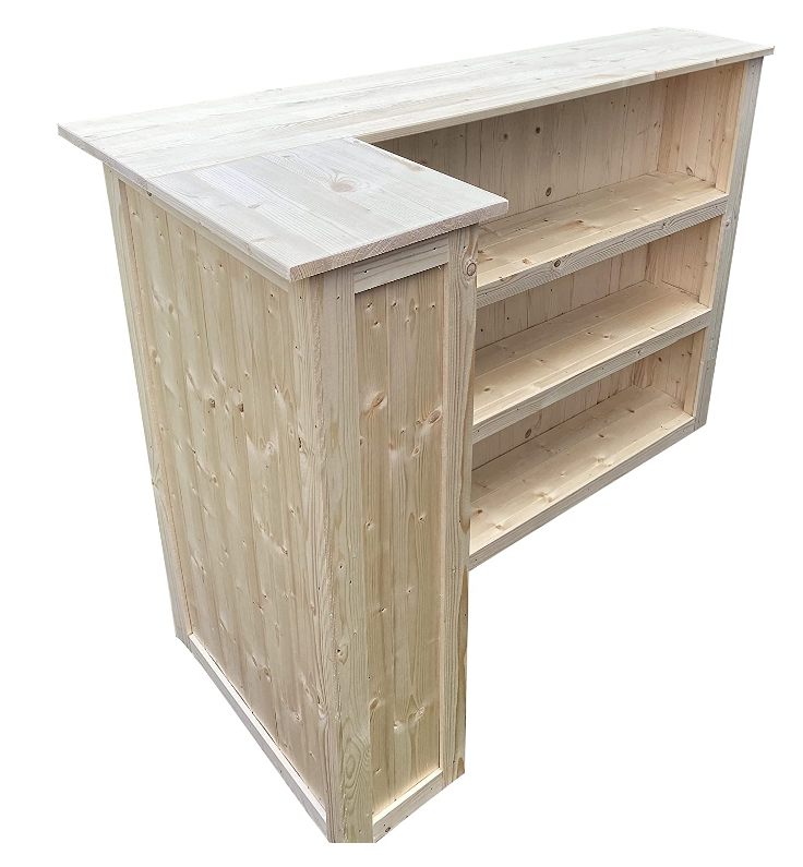 L-shape Margarita home bar in corner setup with configurable return