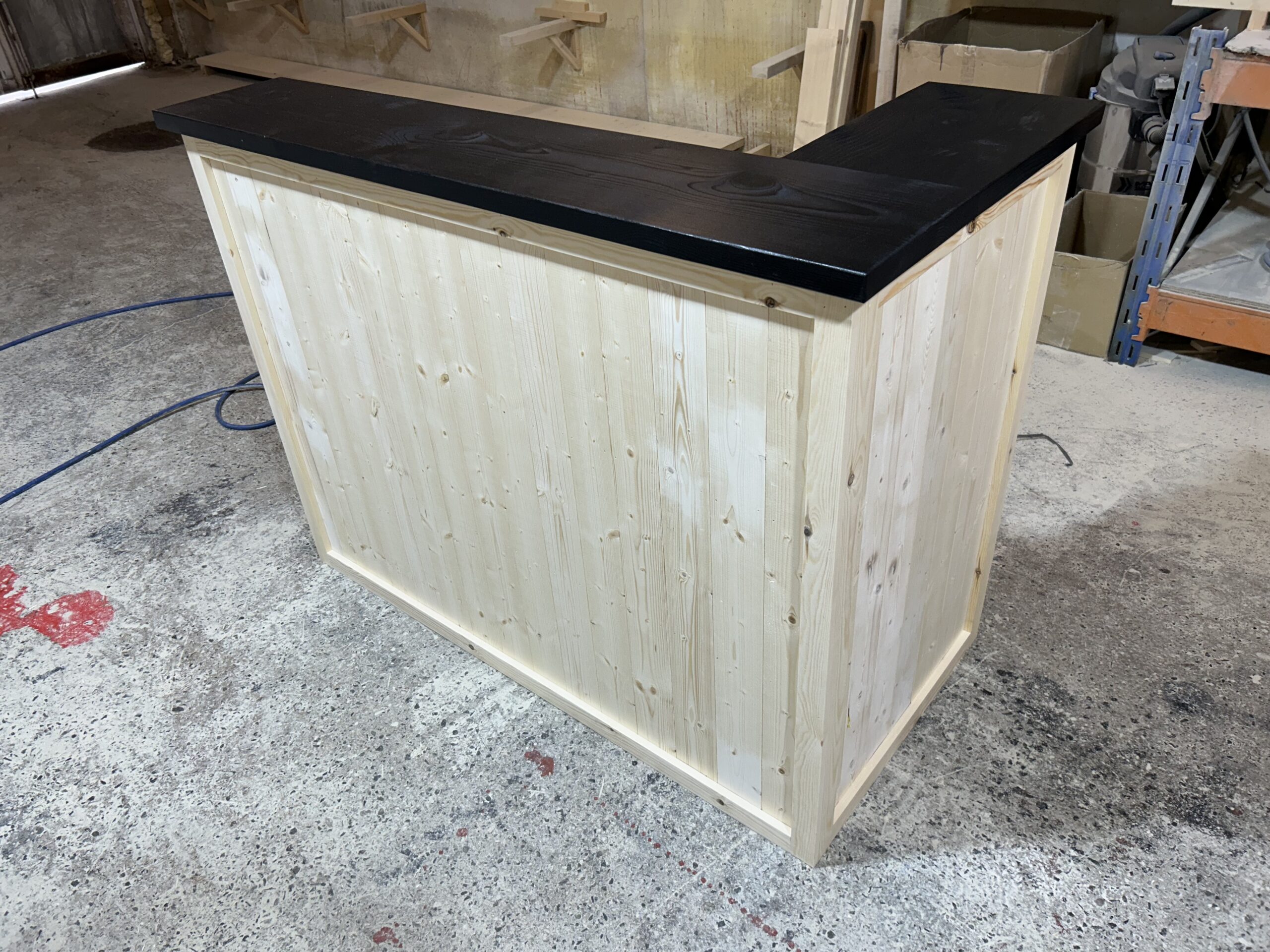 Margarita home bar Black Natural L-shape 140x60 UK handcrafted timber
