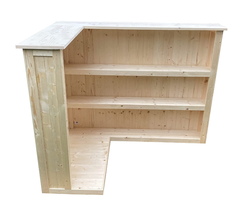 Bellini home bar raw timber 140x80 straight design with natural wood finish UK handcrafted