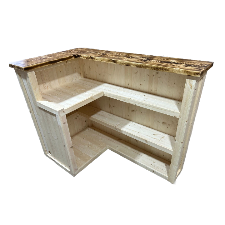 Smoked Natural Max L-shape Martini home bar in corner with configurable return and fridge compartment