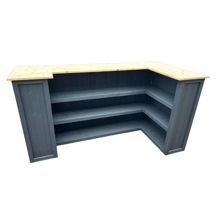 Natural Grey Negroni home bar with customisable layout and deep shelving
