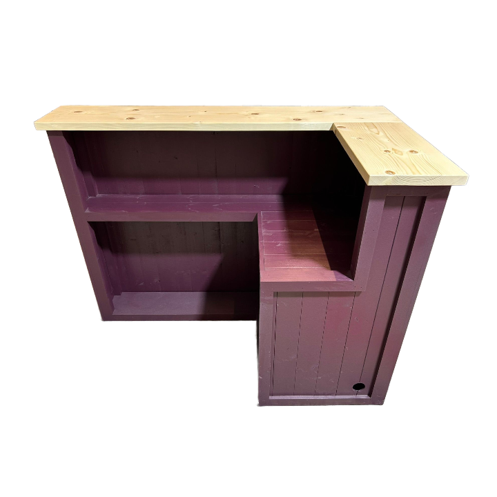 Natural Plum L-shape Martini home bar in corner with configurable return and fridge compartment