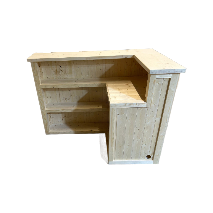 Extra shelf and deep back shelving on handcrafted Martini Max home bar