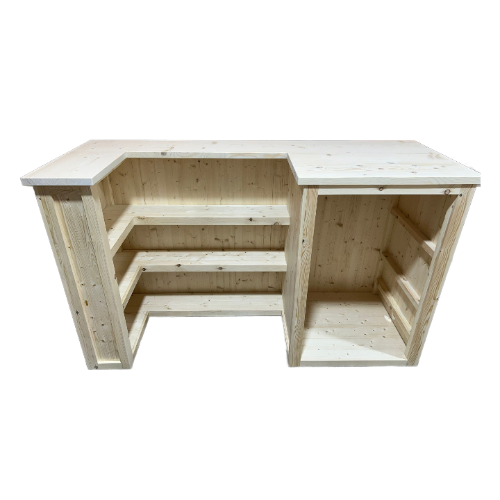 Old Fashioned home bar with customisable fridge compartment and shelving