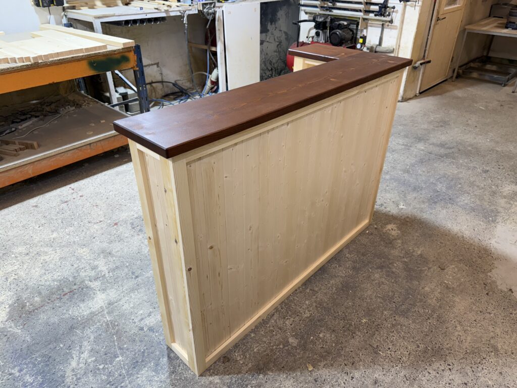 Margarita home bar Espresso Natural L-shape 140x60 UK handcrafted timber