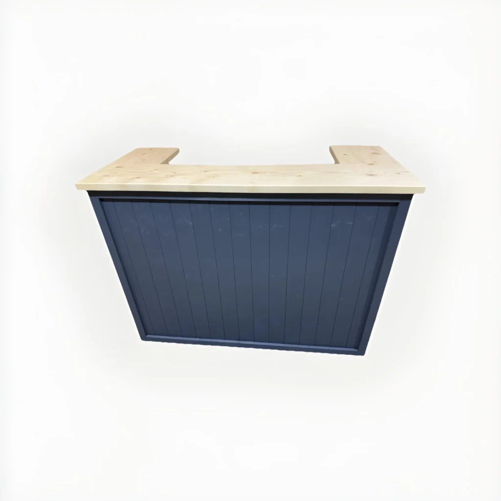 Natural Grey Rum Punch home bar with deep back shelving visible