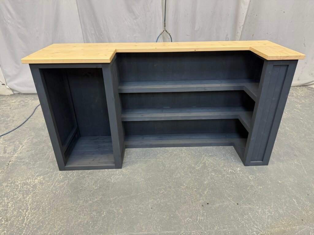Old Fashioned home bar Luxe Natural Grey 200x60 UK handcrafted timber