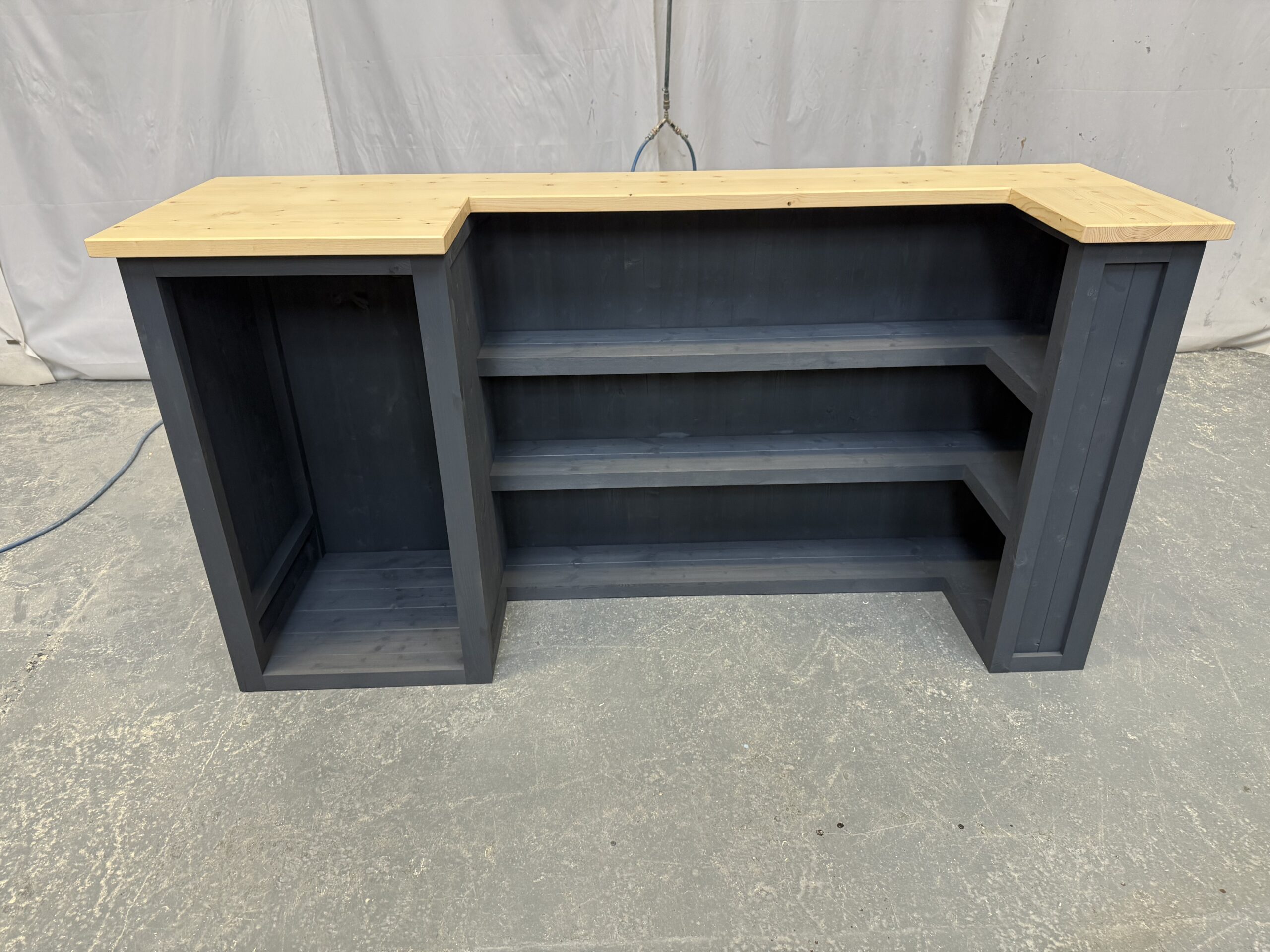 Old Fashioned home bar Luxe Natural Grey 200x60 UK handcrafted timber