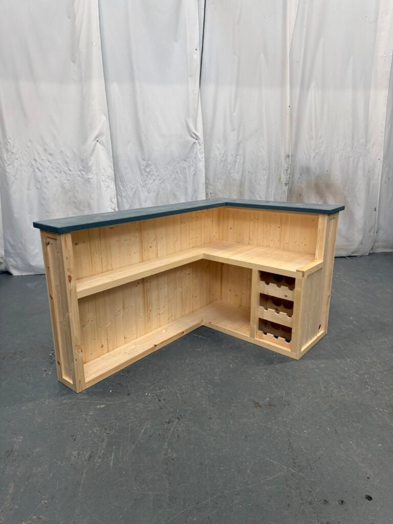 Integrated wine rack holding 9 bottles on Slate Satin Martini home bar